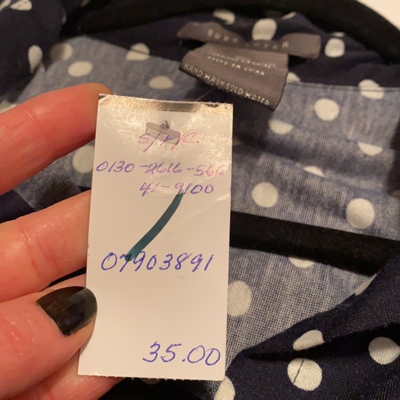 Brand new Suzy Shier button down navy blue polka dot dress - Picture 6 of 6